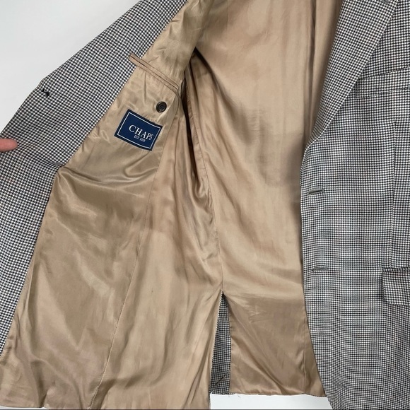 Vintage Boyfriend Blazer Academia Padded Shoulder Houndstooth Wool - Picture 14 of 14